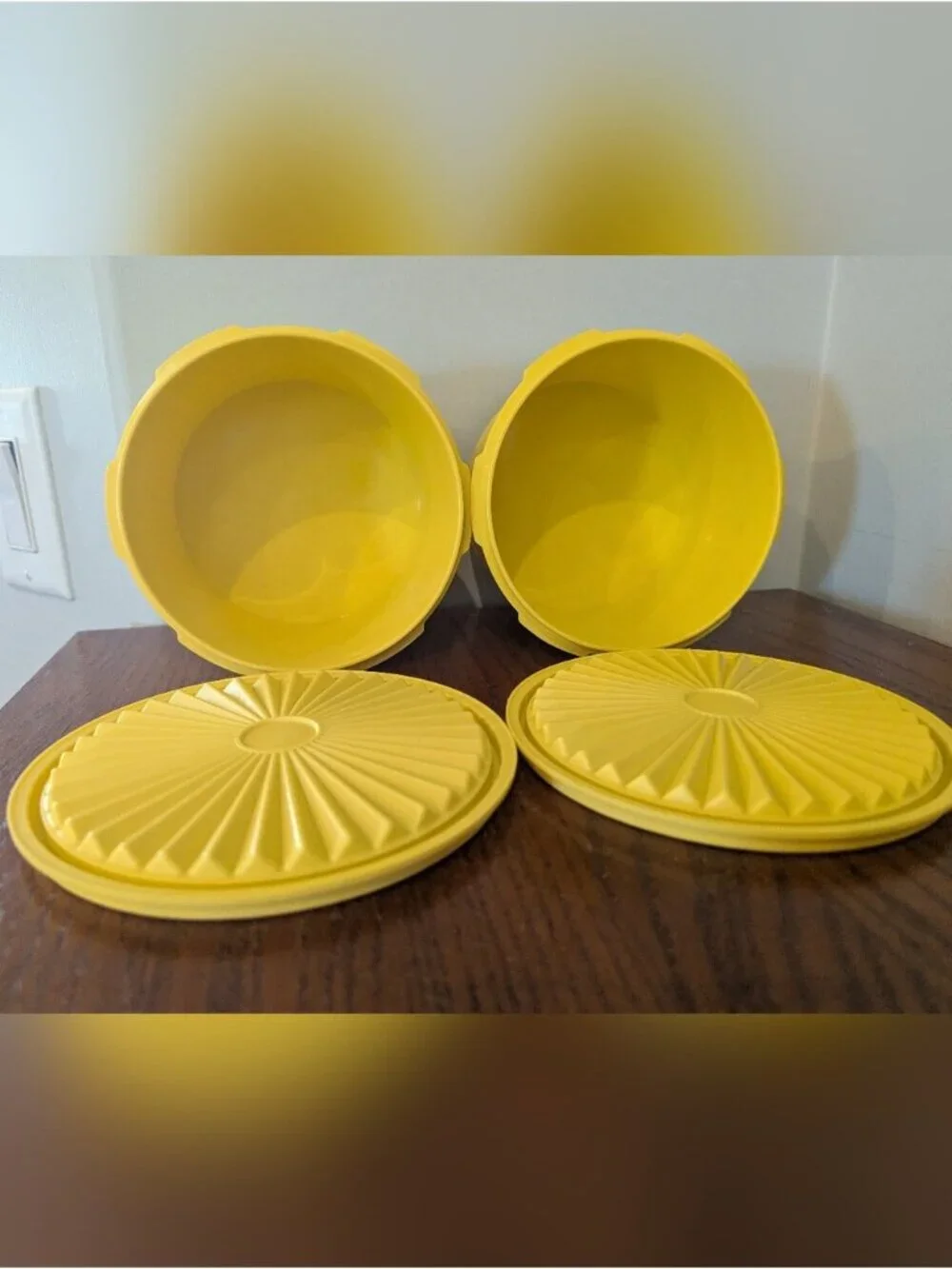 Vintage Tupperware Daffodil Yellow Servalier Canister with Lid Set of 2.